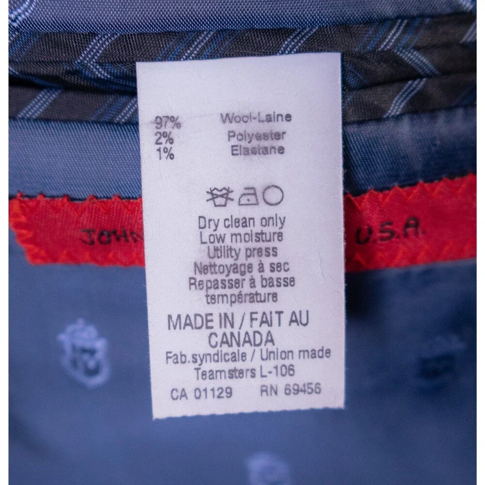 John Varvatos MARZOTTO Wool Blazer Sport Coat Sz 40R Blue Two Button Jacket